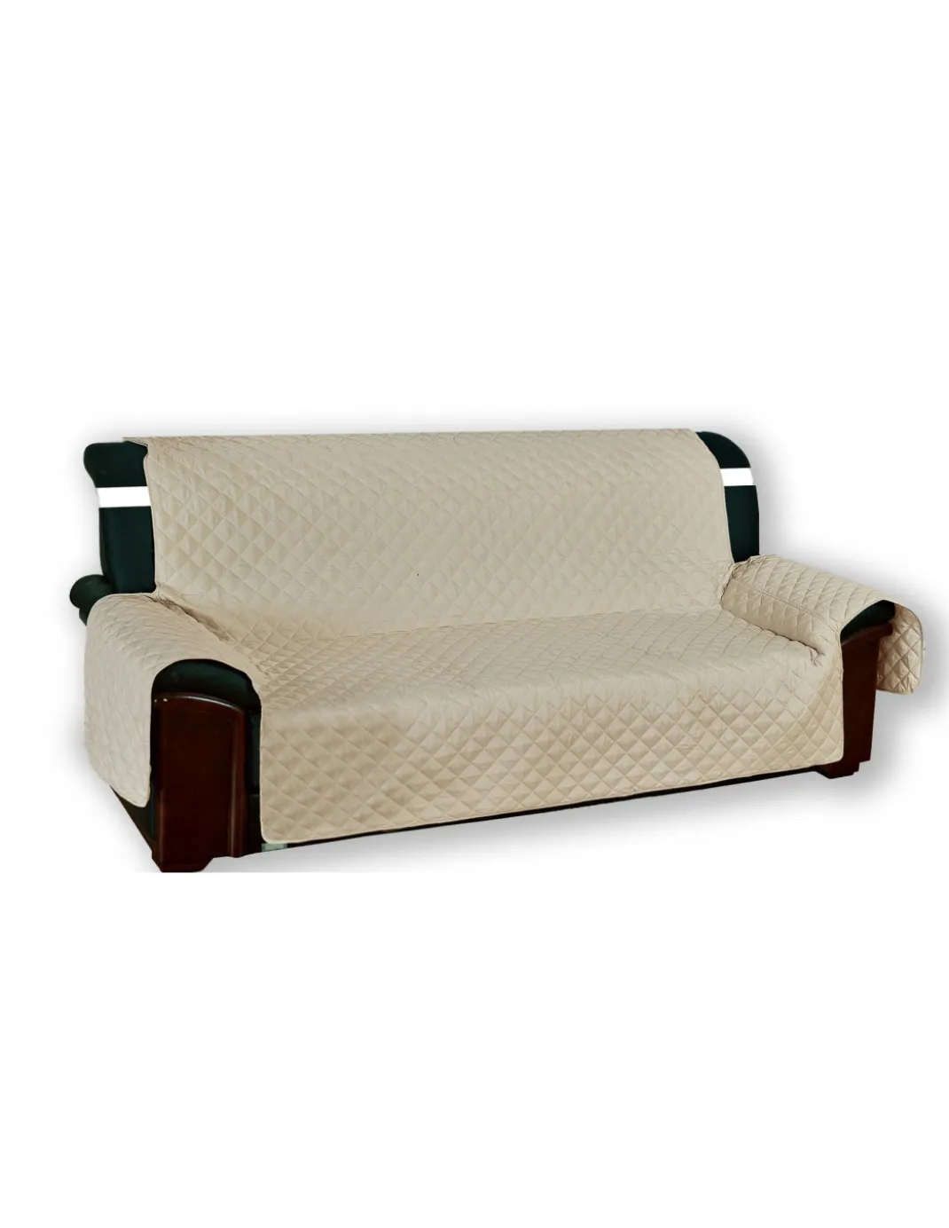 Copridivano Trapuntato Vivy Beige Ecrù - Proteggi Divano con Braccioli - Poliestere Lavabile, Antiscivolo