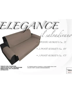 COPRIDIVANO TR SALVADIVANO ELEGANCE ANTIMACCHIA TRAPUNTATO PIANO LISCIO TORTORA