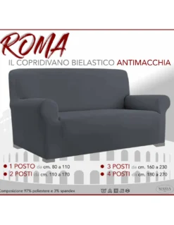 COPRIDIVANO Universale elasticizzato ROMA antimacchia GRIGIO SCURO