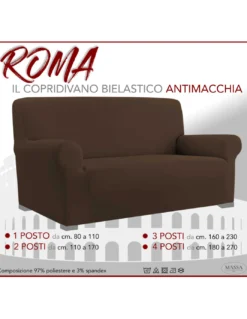 COPRIDIVANO Universale elasticizzato ROMA antimacchia MARRONE