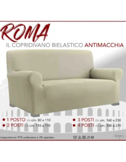 COPRIDIVANO Universale elasticizzato ROMA antimacchia BEIGE