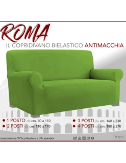 COPRIDIVANO Universale elasticizzato ROMA antimacchia VERDE