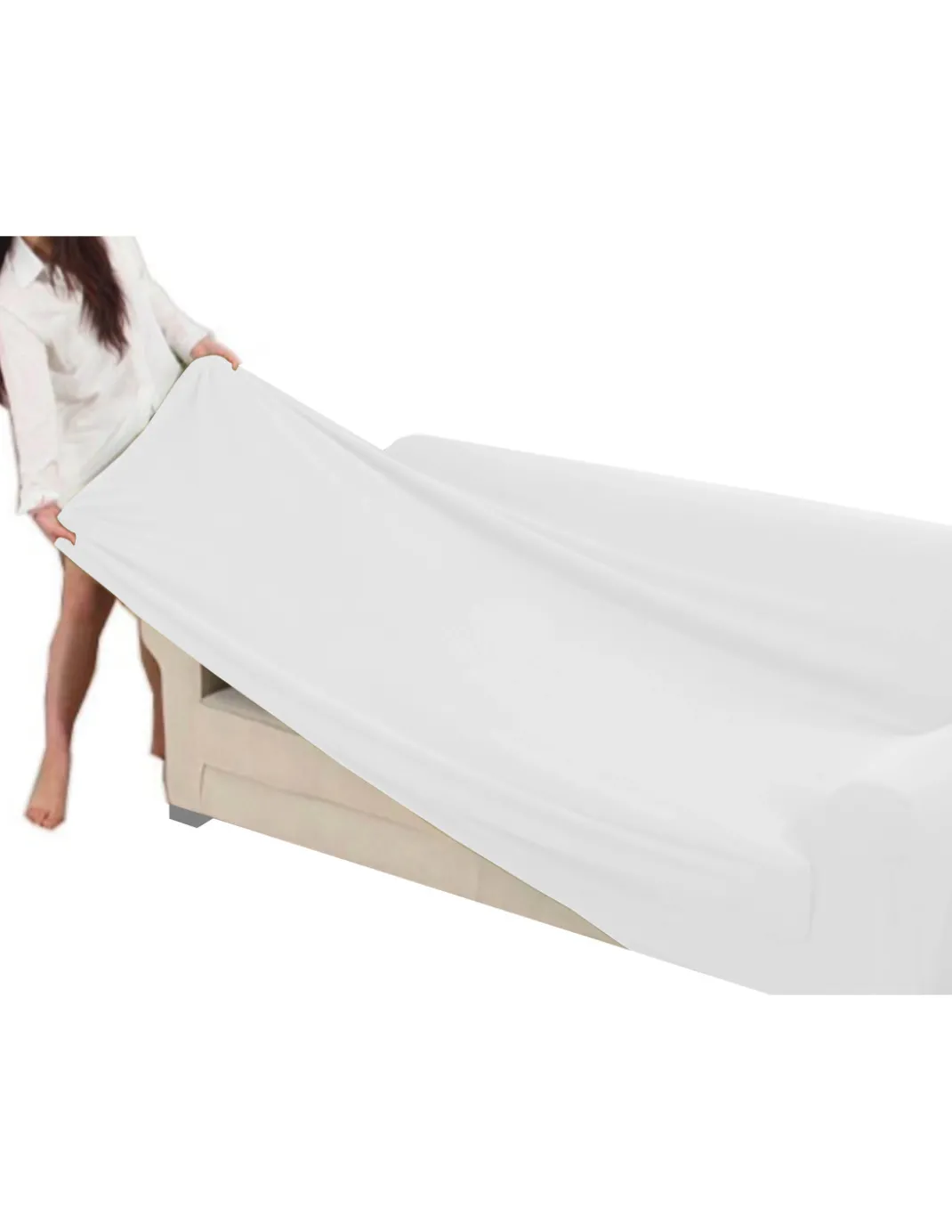 COPRIDIVANO Universale elasticizzato ROMA antimacchia BIANCO