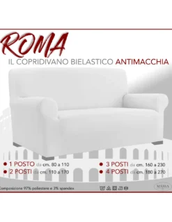 COPRIDIVANO Universale elasticizzato ROMA antimacchia BIANCO