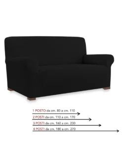 COPRIDIVANO Universale elasticizzato ROMA antimacchia NERO