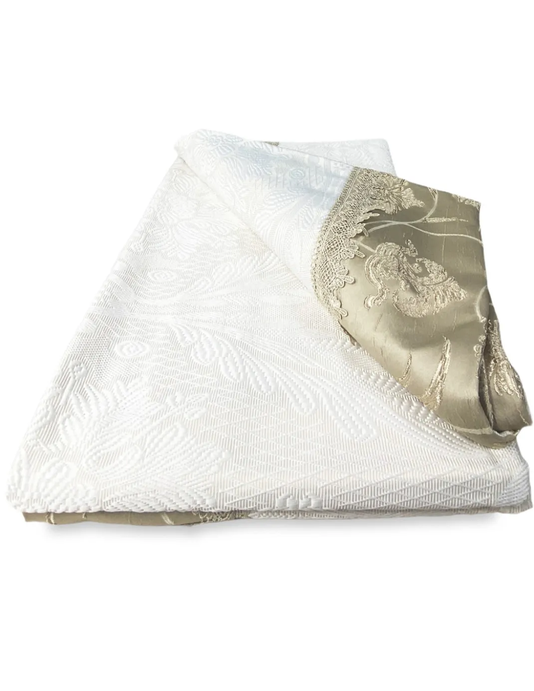 COPRILETTO CON con bordo in RASO ORO matrimoniale IDEA SPOSA
