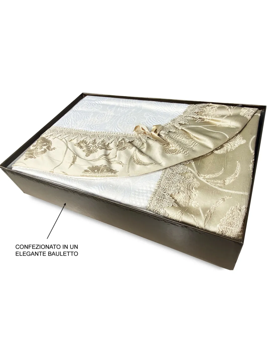COPRILETTO CON con bordo in RASO ORO matrimoniale IDEA SPOSA