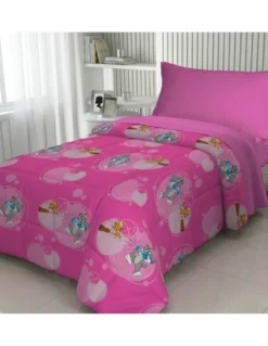 Copriletto Singolo Bambini 170x250 Tom and Jerry Rosa “TJ Bottle” – Trapuntino Leggero 80 g/m² in Microfibra, Made in Italy