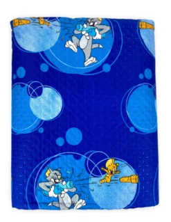Copriletto Singolo Bambini 170x250 Tom and Jerry Blu “TJ Bottle” – Trapuntino Leggero 80 g/m² in Microfibra, Made in Italy