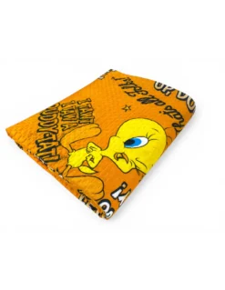 Copriletto Singolo Bambini 170x250 Titti Arancione Looney Tunes – Trapuntino Leggero 80 g/m² in Microfibra, Made in Italy