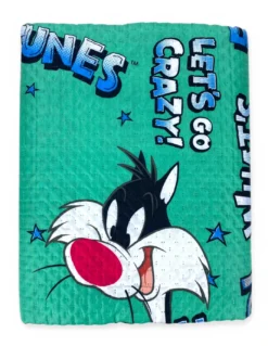 Copriletto Singolo Bambini 170x250 Gatto Silvestro Verde Looney Tunes – Trapuntino Leggero 80 g/m², Made in Italy