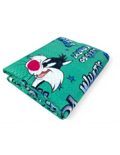 Copriletto Singolo Bambini 170x250 Gatto Silvestro Verde Looney Tunes – Trapuntino Leggero 80 g/m², Made in Italy