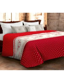 Copriletto Trapuntato "Champoluc" Rosso - Microfibra Manopesca, Imbottitura Anallergica, Made in Italy
