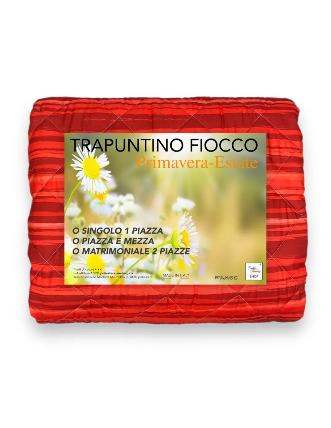 COPRILETTO Trapuntato FIOCCO © STRIPE Rosso Bordeaux Made in Italy