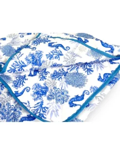 COPRILETTO Trapuntato FIOCCO CAVALLUCCI Marini BLU Made in Italy