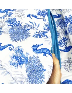 COPRILETTO Trapuntato FIOCCO CAVALLUCCI Marini BLU Made in Italy