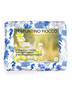 COPRILETTO Trapuntato FIOCCO CAVALLUCCI Marini BLU Made in Italy