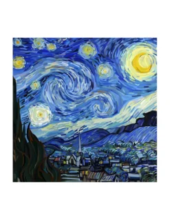 COPRILETTO trapuntato Quadri d'Autore Van Gogh Blu Matrimoniale
