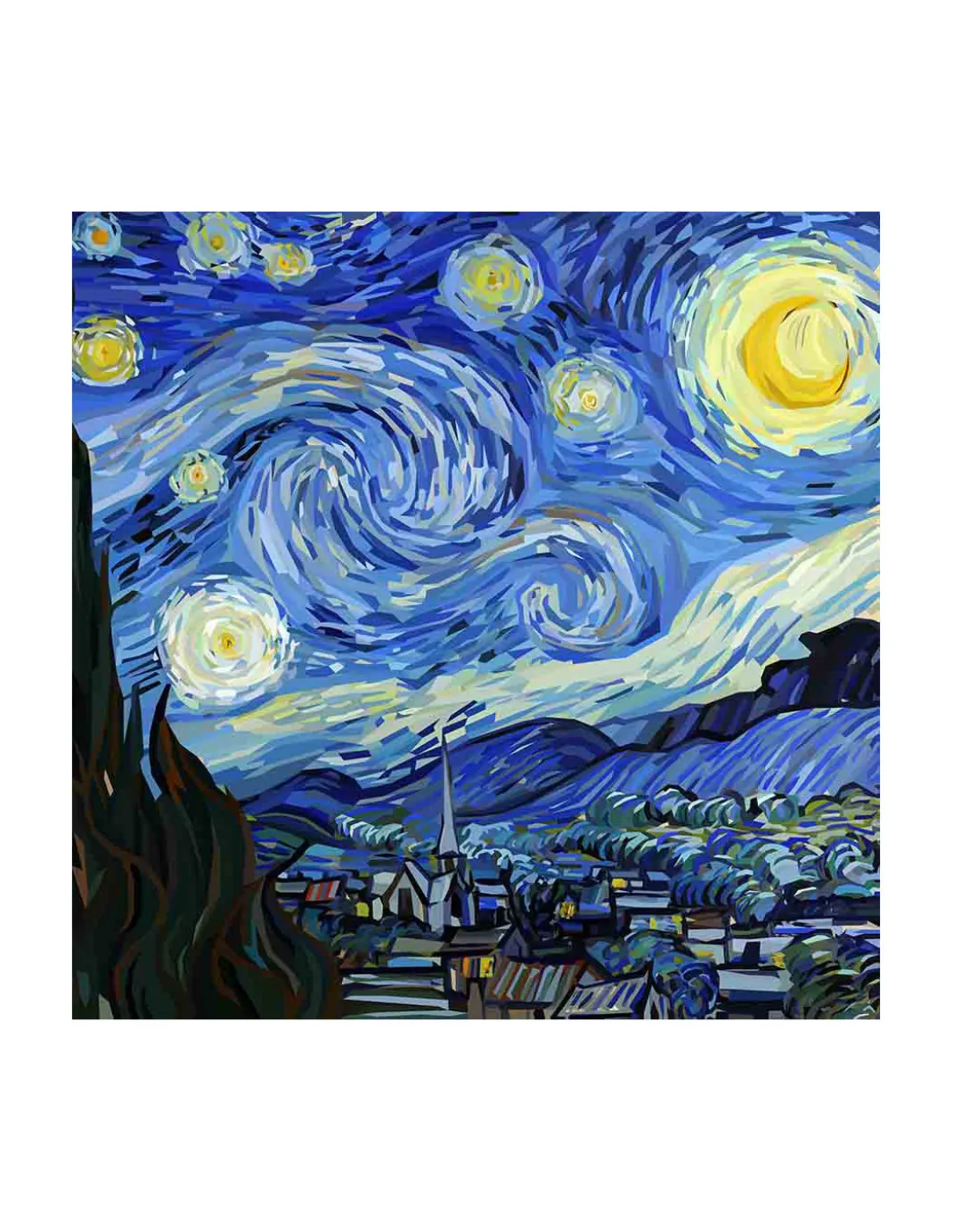 COPRILETTO trapuntato Quadri d'Autore Van Gogh Blu Matrimoniale