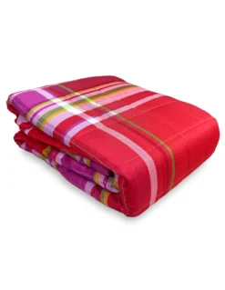 COPRILETTO trapuntato SPRING scozzese ROSSO e FUCSIA