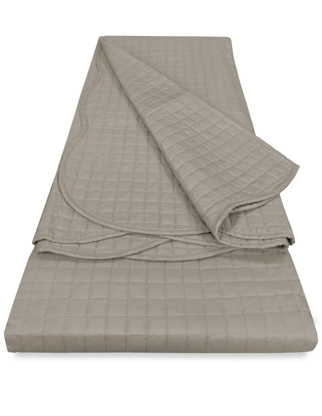 Copriletto Trapuntato Venezia Matrimoniale 250x250 Tortora, Microfibra Manopesca, Trapuntatura Quadretti, 100 g/m², Bordo a Onde