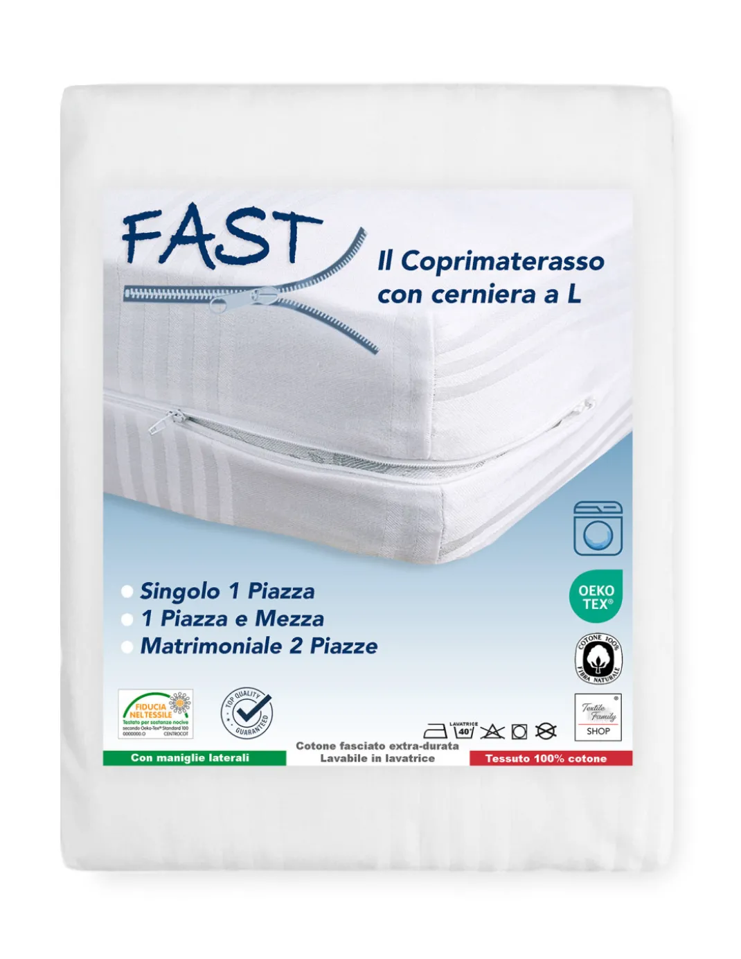 COPRIMATERASSO FAST A Sacco Con CERNIERA ZIP a L Tutte Le MISURE