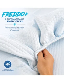 Coprimaterasso Rinfrescante Freddo+ Ice-Touch, Estivo, Termoregolatore, Traspirante, Anti-Umidità, Morbido, Elasticizzato