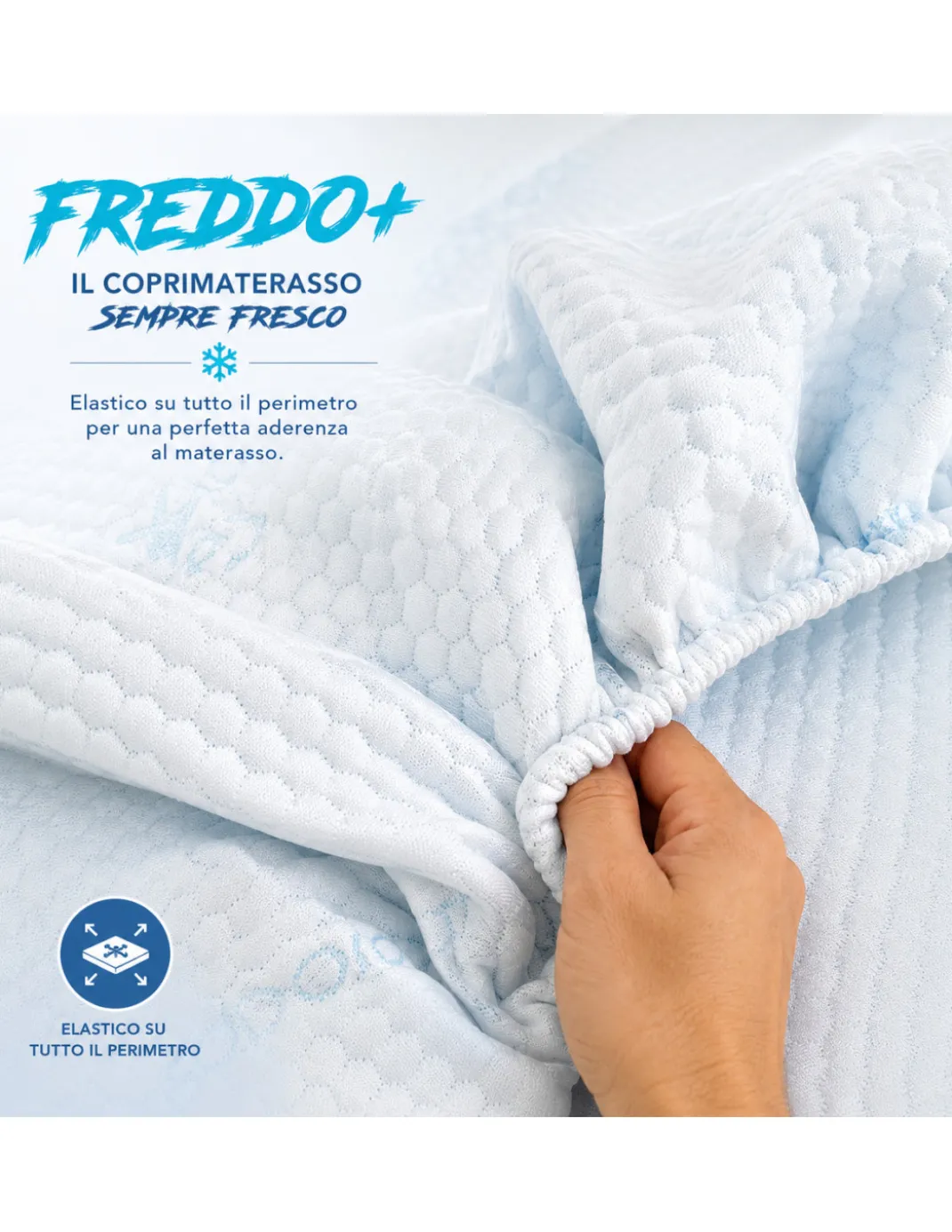 Coprimaterasso Rinfrescante Freddo+ Ice-Touch, Estivo, Termoregolatore, Traspirante, Anti-Umidità, Morbido, Elasticizzato