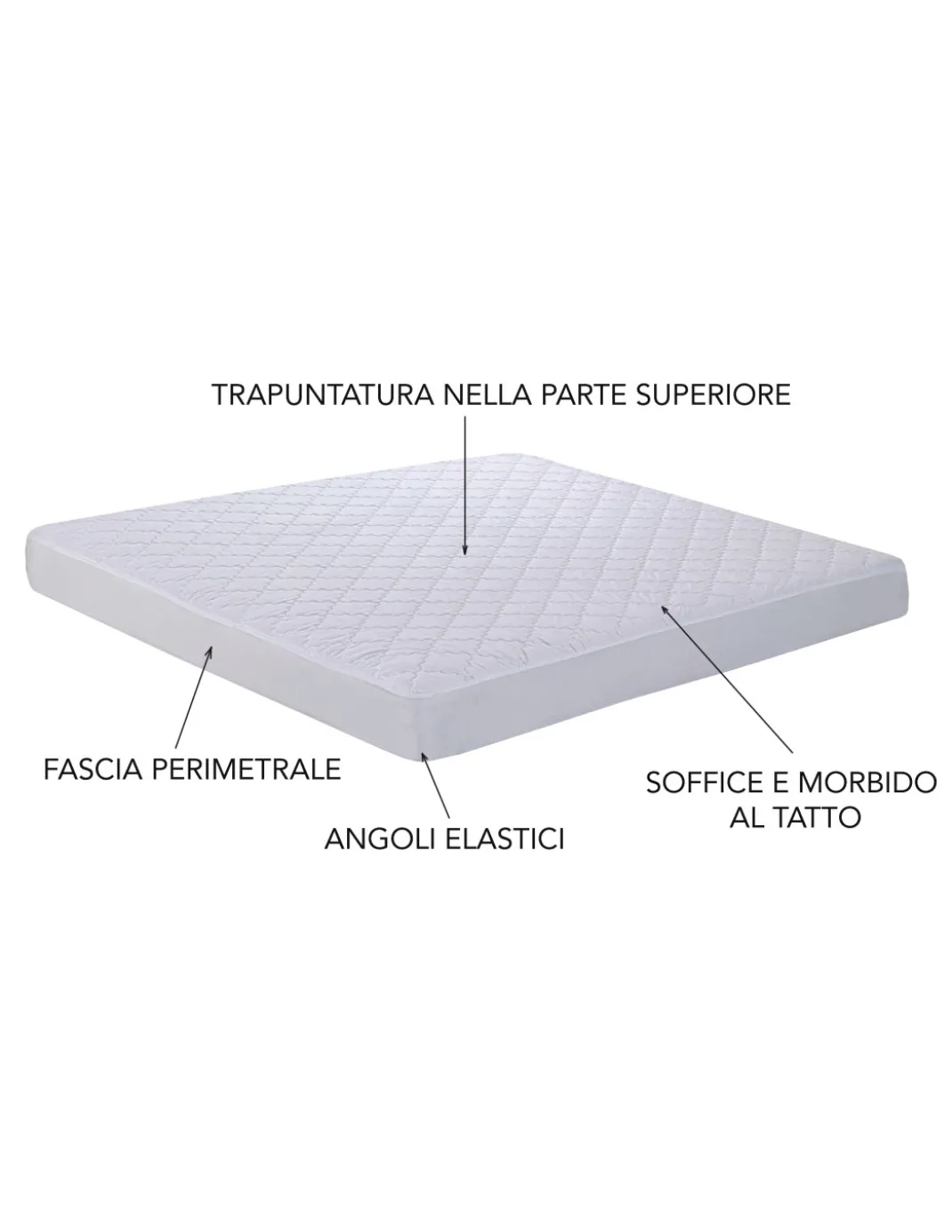 COPRIMATERASSO TRAPUNTATO in morbida MICROFIBRA TRAPPY imbottito