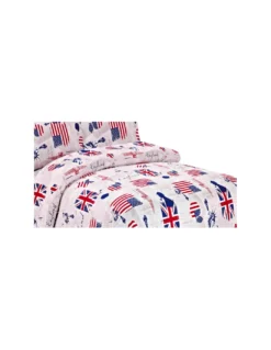 COPRIPIUMINO BANDIERA INGLESE e AMERICANA apple and Sherlock Holmes