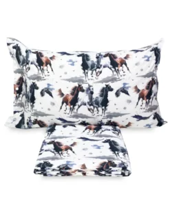 COPRIPIUMINO CAVALLO Cavalli in corsa in Puro cotone Made in Italy