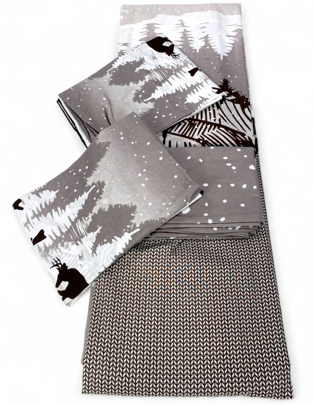 Copripiumino Cervo Alpi Grigio - Set Invernale 100% Cotone - Stile Montagna, Morbido e Traspirante
