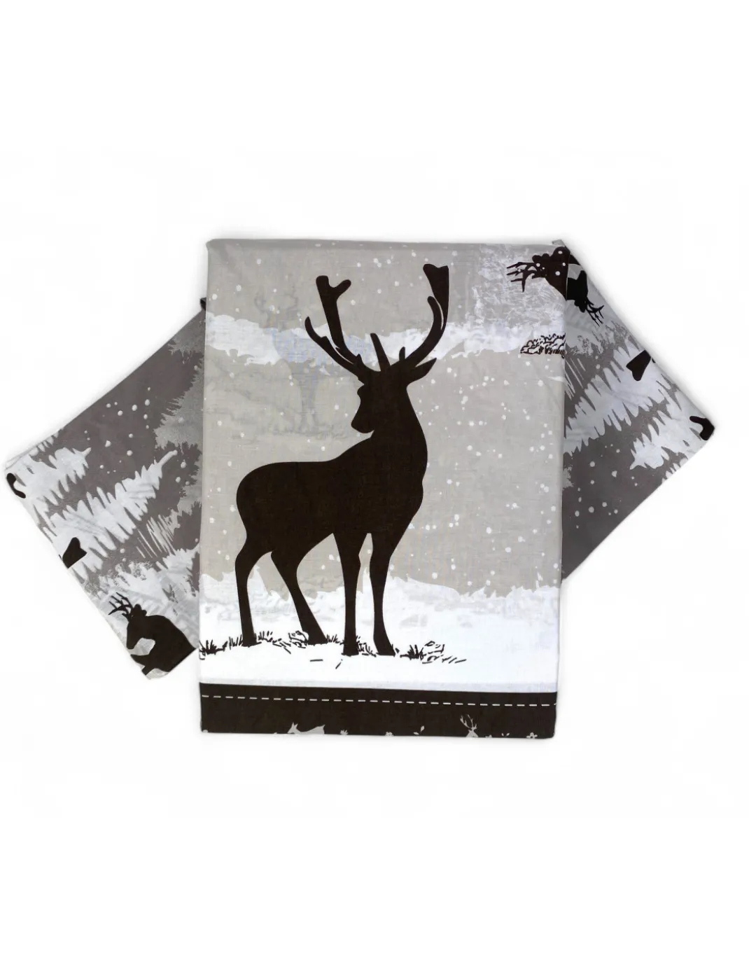 Copripiumino Cervo Alpi Grigio - Set Invernale 100% Cotone - Stile Montagna, Morbido e Traspirante