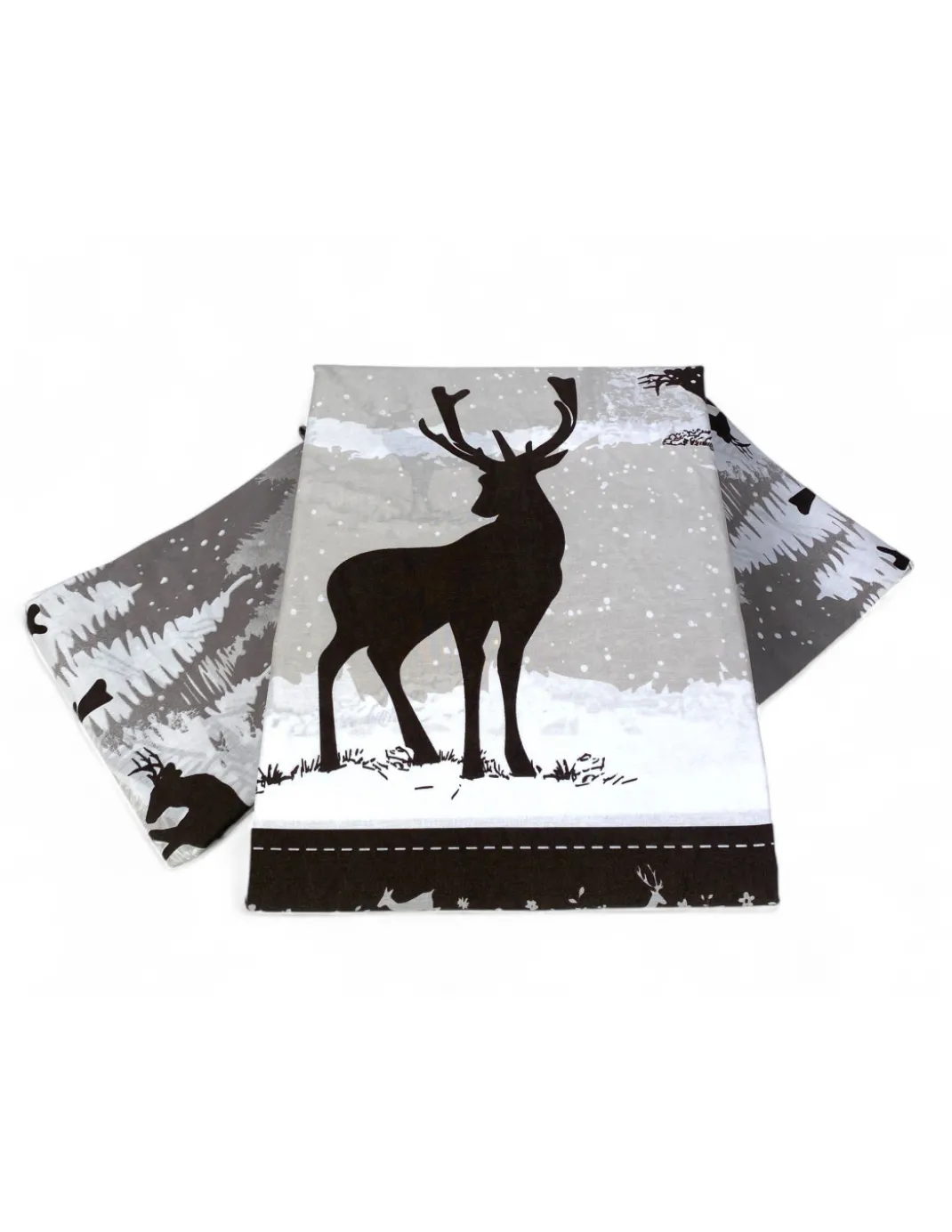 Copripiumino Cervo Alpi Grigio - Set Invernale 100% Cotone - Stile Montagna, Morbido e Traspirante