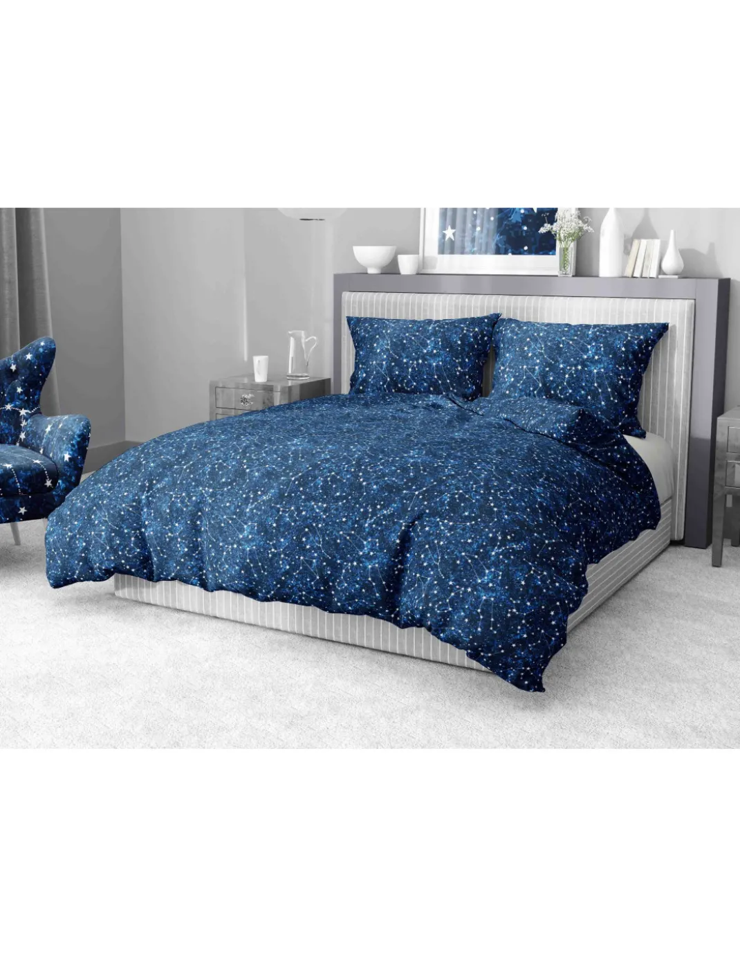 COPRIPIUMINO COSTELLAZIONE Blu in morbida Microfibra Made in Italy