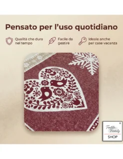 Copripiumino Cuore e Baita Rosso Cotone 100% Made in Italy - con Patella 40 cm e Federe Disegno Piazzato