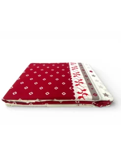 Copripiumino Cuore Stella Alpina Rosso 100% Cotone - Set Letto Invernale con Federe, Bottoni e Patella 40 cm