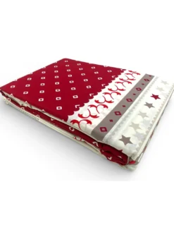 Copripiumino Cuore Stella Alpina Rosso 100% Cotone - Set Letto Invernale con Federe, Bottoni e Patella 40 cm