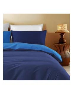 Copripiumino Double Face Blu Scuro/Bluette - 100% Cotone, Morbido e Traspirante, Made in Italy