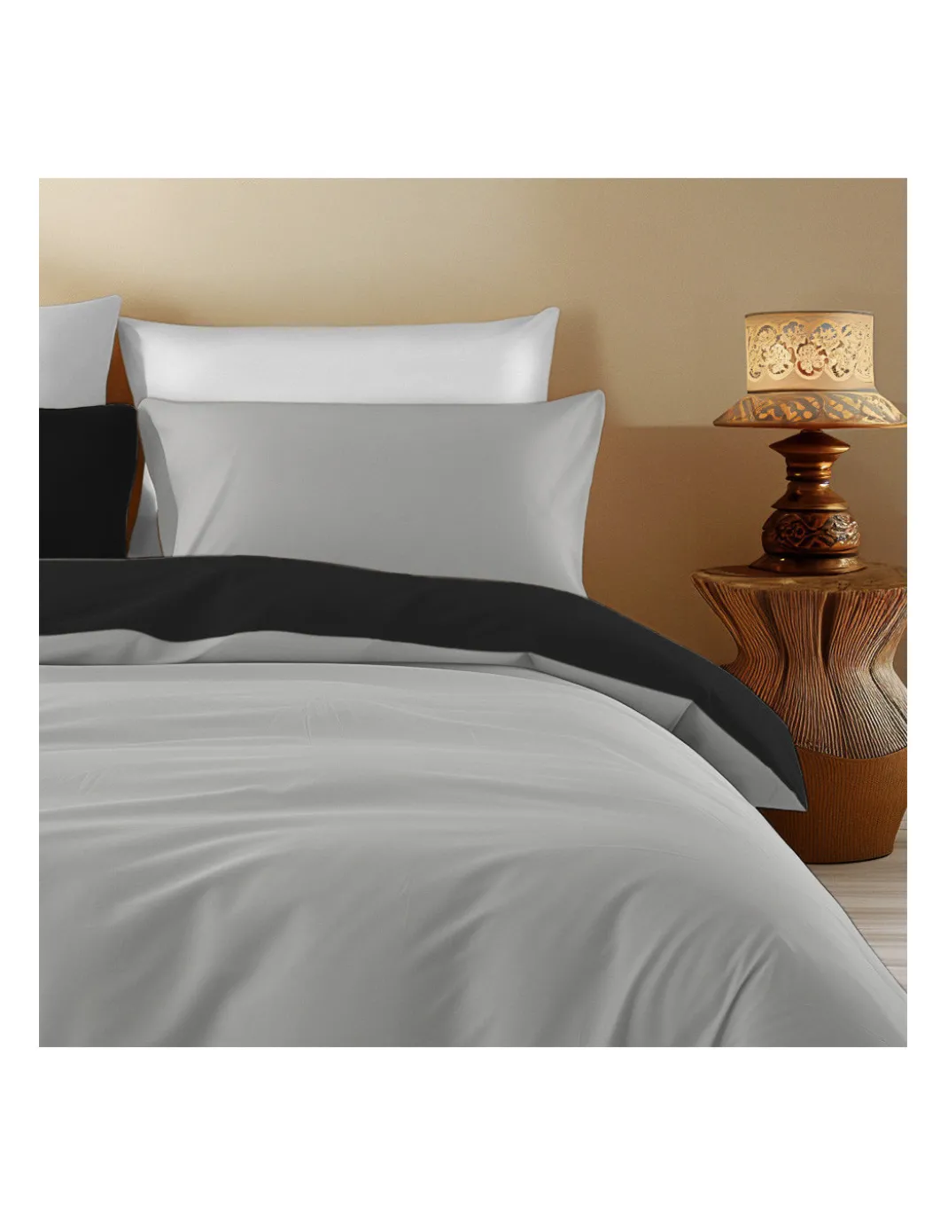 Copripiumino Double Face Grigio/Nero - 100% Cotone, Morbido e Traspirante, Made in Italy
