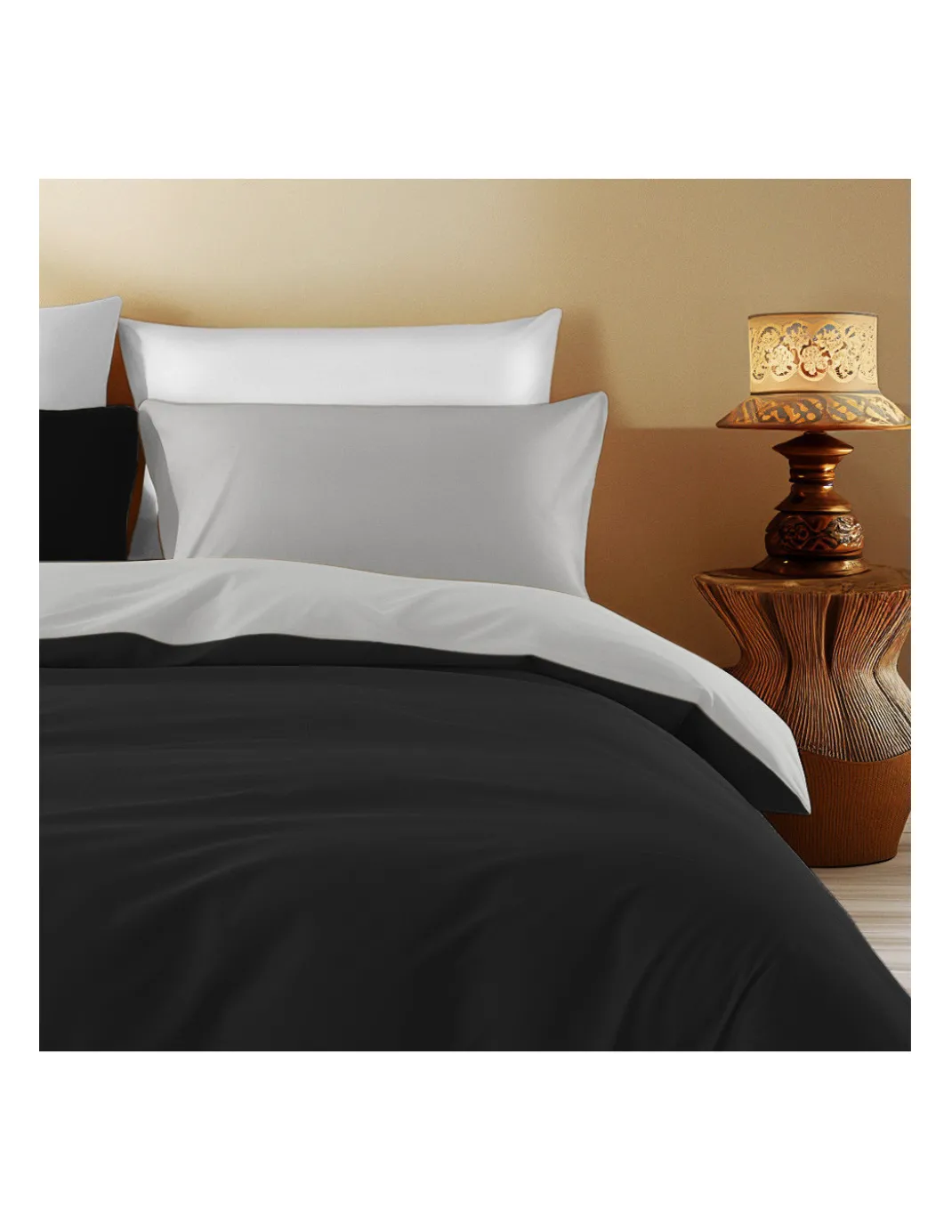 Copripiumino Double Face Nero/Grigio - 100% Cotone, Morbido e Traspirante, Made in Italy