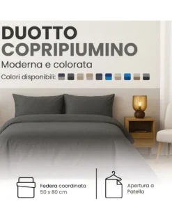 Copripiumino Duotto 4 Stagioni Blu e Cielo - Microfibra Morbida e Traspirante, Oeko-Tex, Facile Manutenzione, Made in Italy