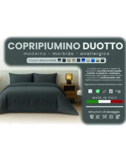 Copripiumino Duotto 4 Stagioni - Double Face Nocciola e Tortora, Microfibra Traspirante, Certificato Oeko-Tex, Made in Italy