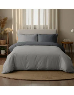 Copripiumino Duotto 4 Stagioni - Double Face Grigio e Antracite, Microfibra Traspirante, Certificato Oeko-Tex, Made in Italy