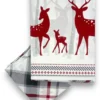 Copripiumino Fantasia Scozzese Cervo Rosso e Tartan Grigio in Cotone Double Face | Matrimoniale 255x200 cm con 2 Federe