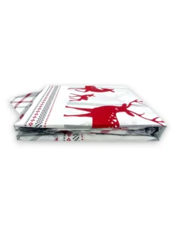 Copripiumino Fantasia Scozzese Cervo Rosso e Tartan Grigio in Cotone Double Face | Matrimoniale 255x200 cm con 2 Federe