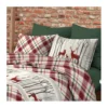 Copripiumino Fantasia Scozzese Cervo Rosso in Cotone Double Face | Matrimoniale 255x200 cm con 2 Federe | Lavabile