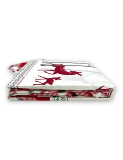 Copripiumino Fantasia Scozzese Cervo Rosso in Cotone Double Face | Matrimoniale 255x200 cm con 2 Federe | Lavabile
