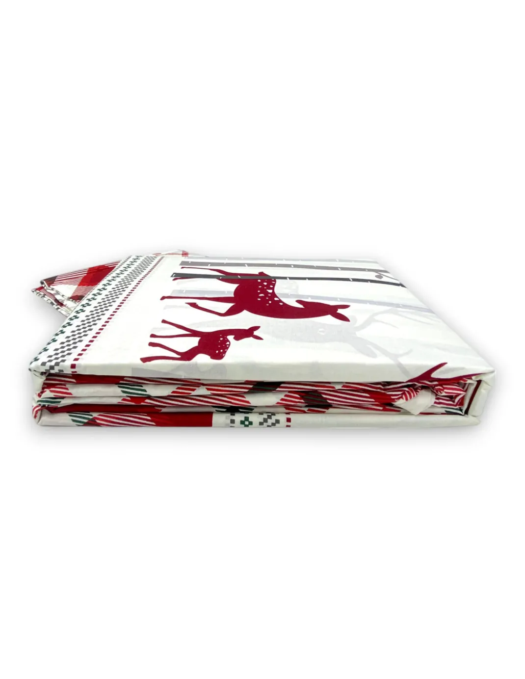 Copripiumino Fantasia Scozzese Cervo Rosso in Cotone Double Face | Matrimoniale 255x200 cm con 2 Federe | Lavabile