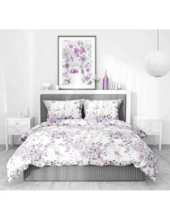 COPRIPIUMINO FIORE Dipinto Rosa in Puro cotone Made in Italy